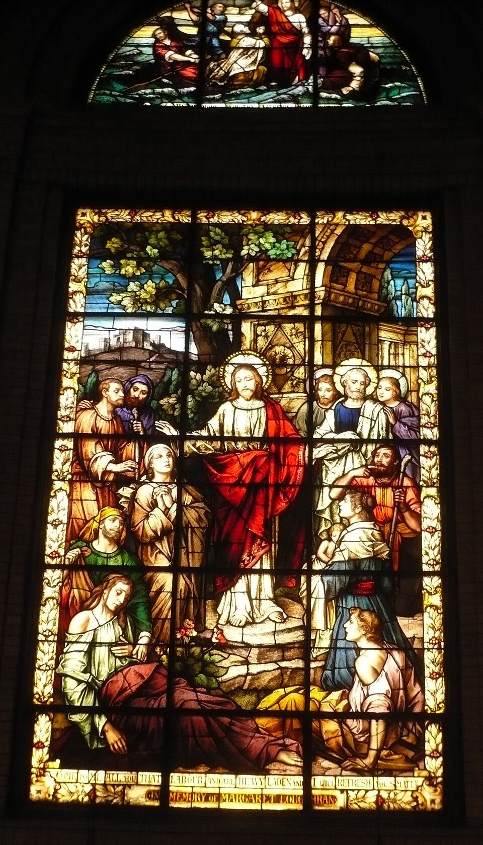 Vitral que mostra Cristo entre os doentes e aflitos