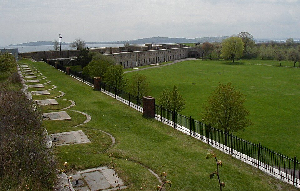 Walls and parade ground of Fort Warren on Georges Island