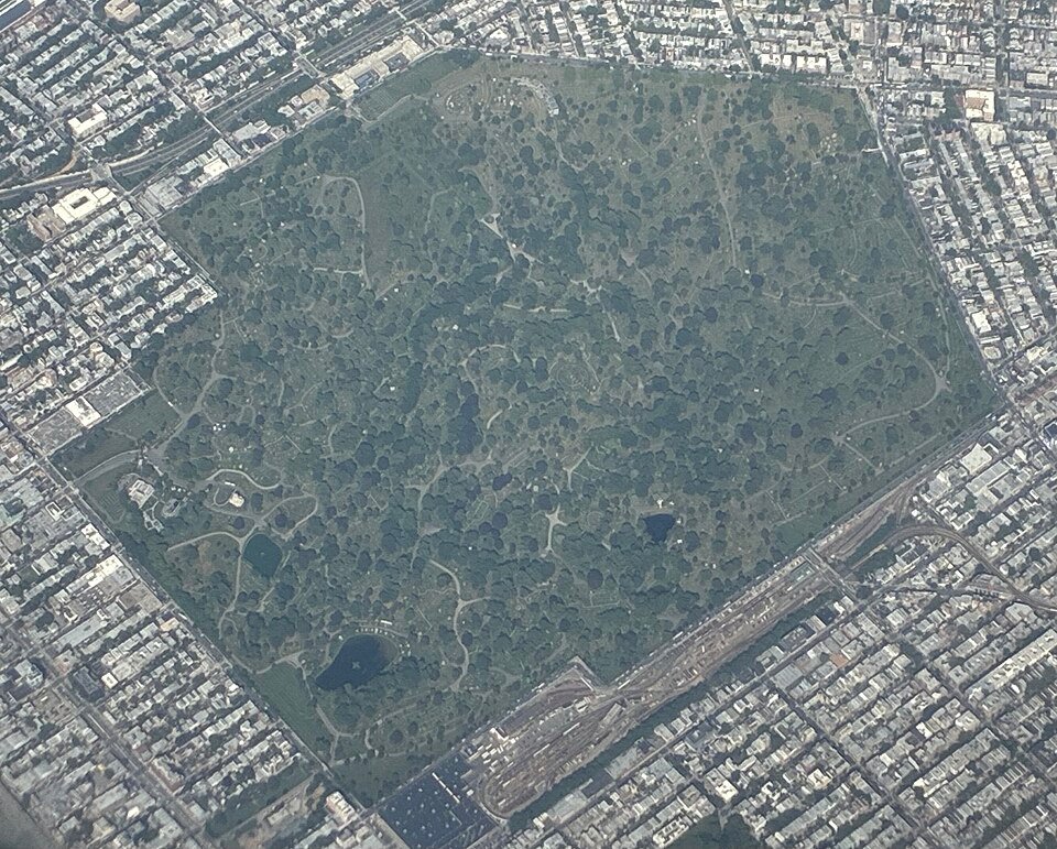 Aerial view of Green-Wood Cemetery in Brooklyn