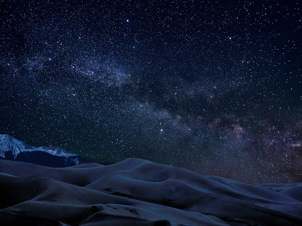 The Milky Way over the dunes at Great Sand Dunes National Park at night