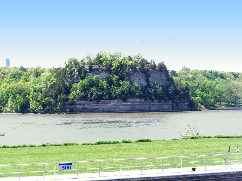 Starved Rock, a sandstone butte rising above the Illinois River in Illinois