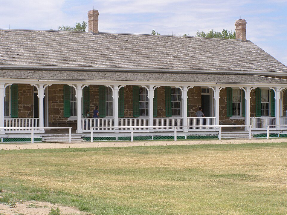 An officers' quarters building with a porch at Fort Larned