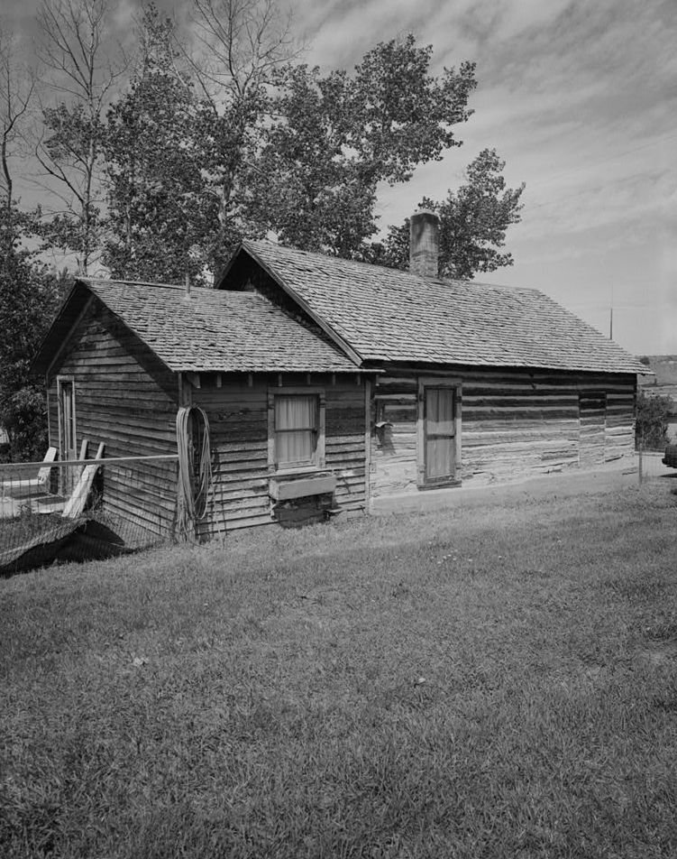 La Thomas Francis Meagher House, una construcción de troncos en Virginia City, en una fotografía histórica de relevamiento