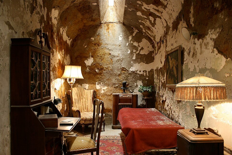 The cell associated with Al Capone at Eastern State Penitentiary